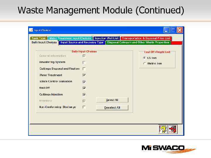 Waste Management Module (Continued) 