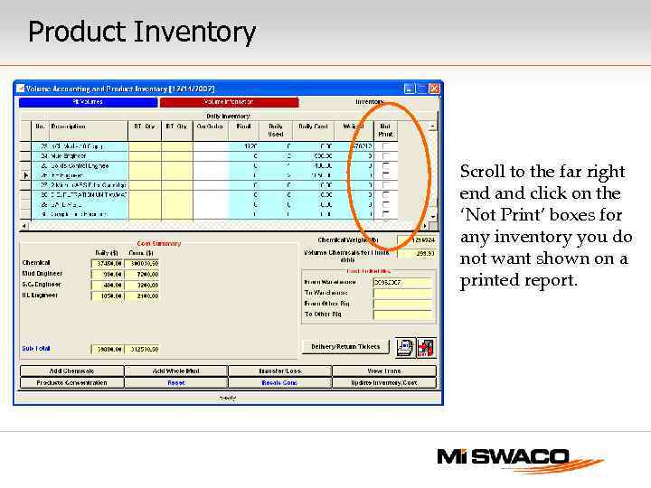 Product Inventory Scroll to the far right end and click on the ‘Not Print’