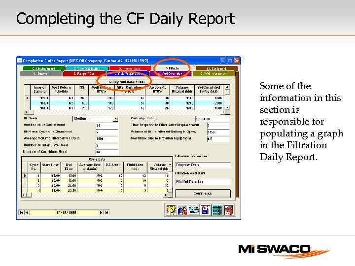 Completing the CF Daily Report Some of the information in this section is responsible