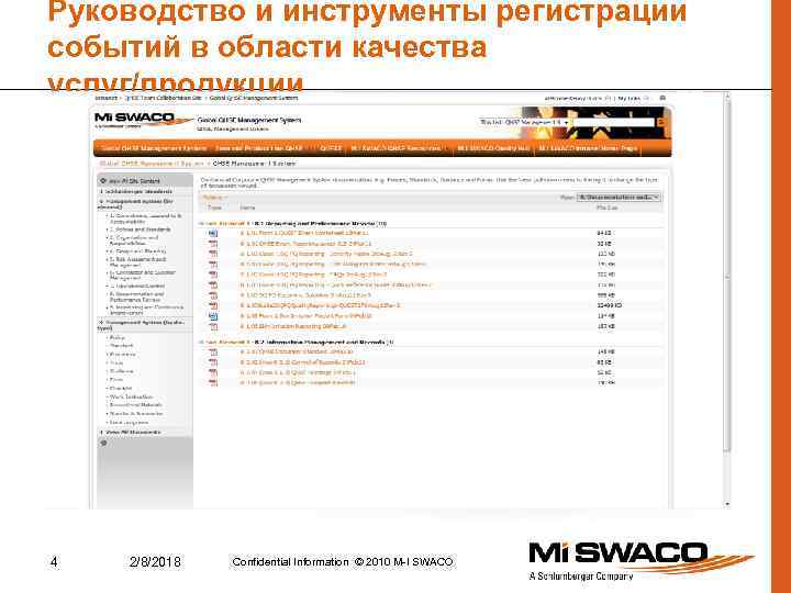 Руководство и инструменты регистрации событий в области качества услуг/продукции 4 2/8/2018 Confidential Information ©