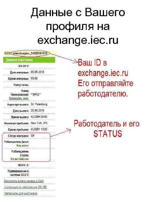 Данные с Вашего профиля на exchange. iec. ru 