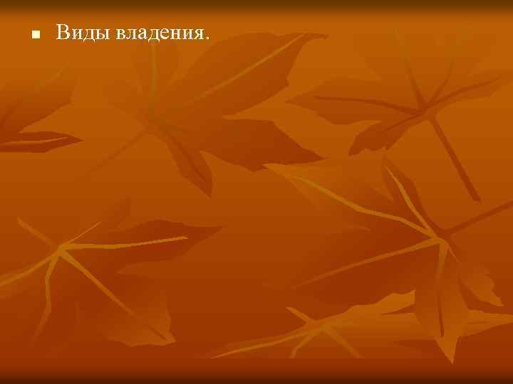 n Виды владения. 