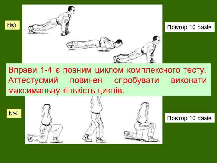 № 3 Повтор 10 разів Вправи 1 -4 спини на живіт, прийняти початкове положення