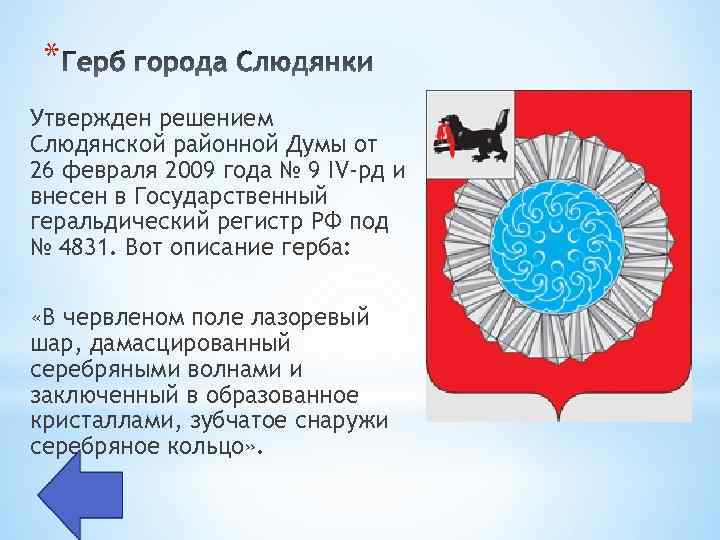 * Утвержден решением Слюдянской районной Думы от 26 февраля 2009 года № 9 IV-рд