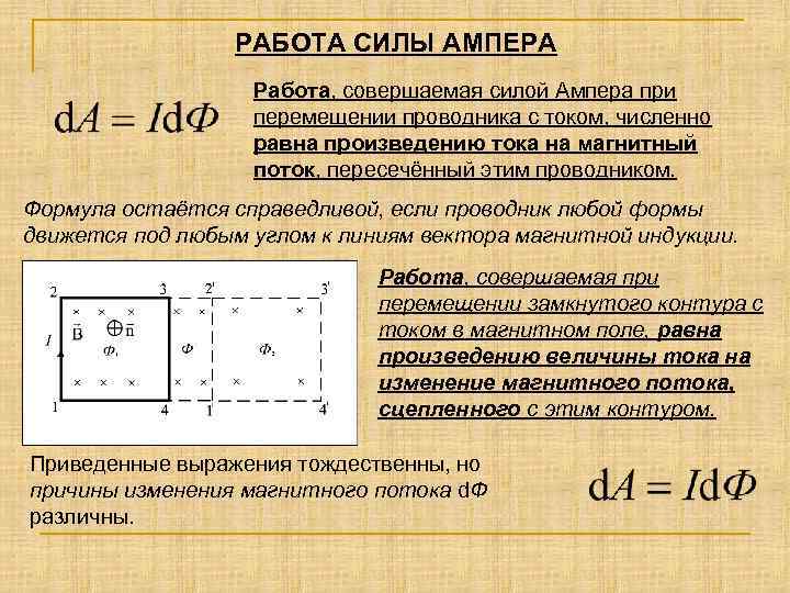 Сила ампера при перемещении проводника. Формула нахождения работы силы Ампера. Работа силы Ампера формула. Работа силы Ампера формула при перемещении.