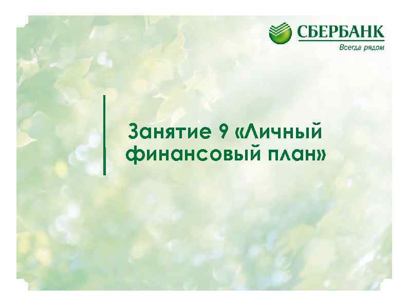 Занятие 9 «Личный финансовый план» 1 