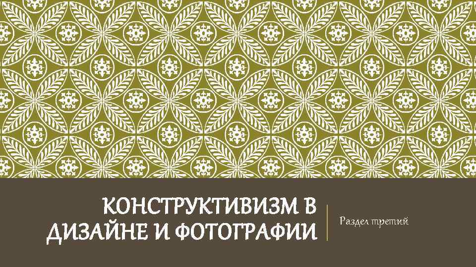 КОНСТРУКТИВИЗМ В ДИЗАЙНЕ И ФОТОГРАФИИ Раздел третий 