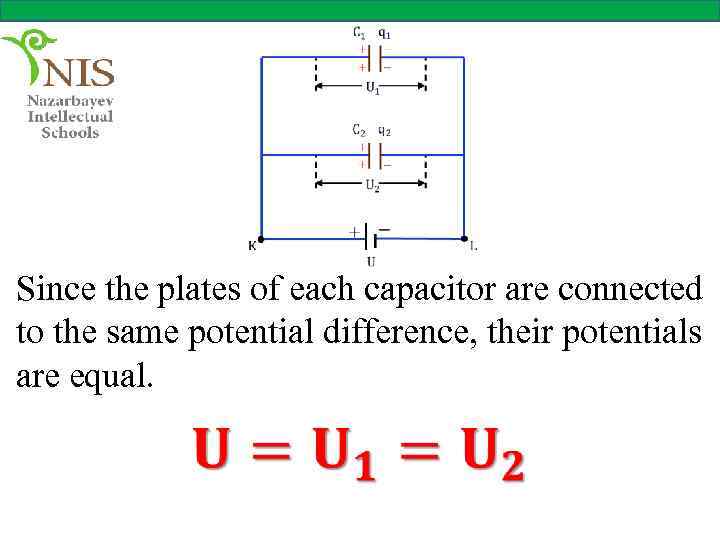 Since the plates of each capacitor are connected to the same potential difference, their