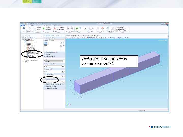 Cofficient Form PDE with no volume source: f=0 