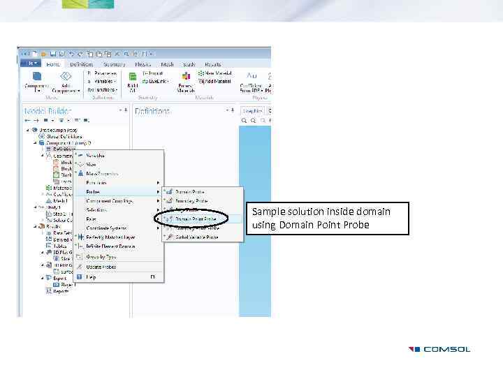 Sample solution inside domain using Domain Point Probe 