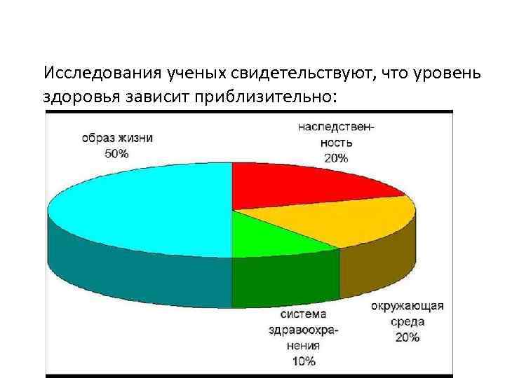 Исследования ученых свидетельствуют, что уровень здоровья зависит приблизительно: 