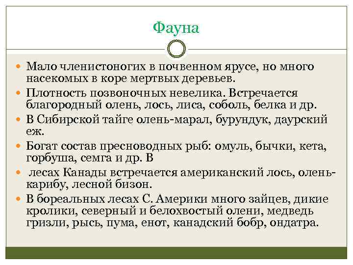 Фауна Мало членистоногих в почвенном ярусе, но много насекомых в коре мертвых деревьев. Плотность