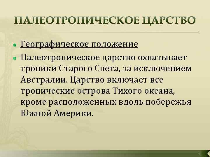 Палеотропическое флористическое царство презентация