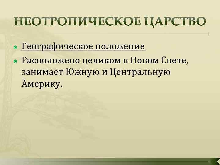  Географическое положение Расположено целиком в Новом Свете, занимает Южную и Центральную Америку. 