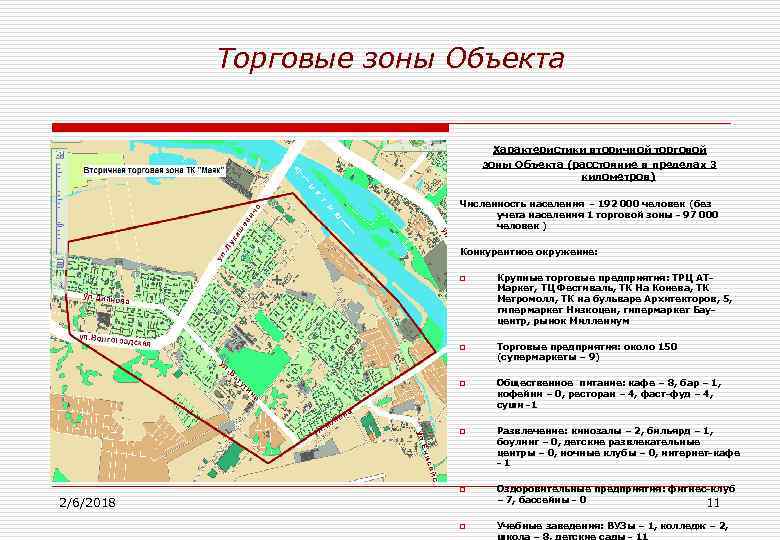 Торговые зоны Объекта Характеристики вторичной торговой зоны Объекта (расстояние в пределах 3 километров) Численность