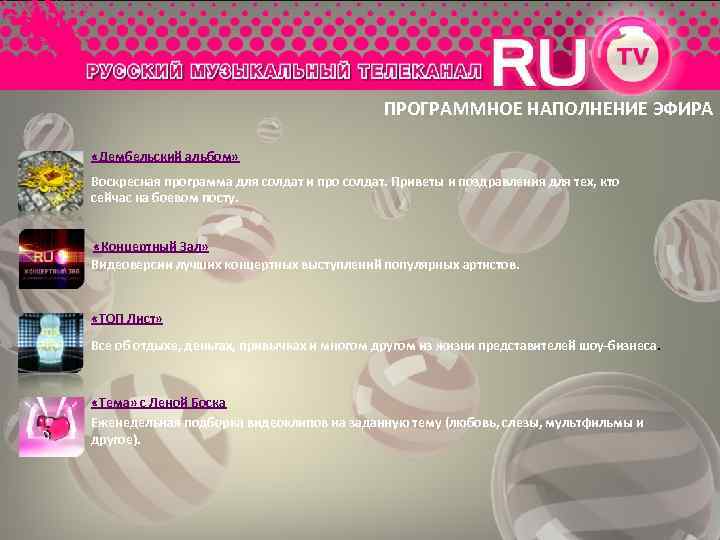 ПРОГРАММНОЕ НАПОЛНЕНИЕ ЭФИРА «Дембельский альбом» Воскресная программа для солдат и про солдат. Приветы и