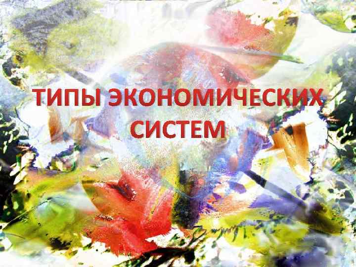 ТИПЫ ЭКОНОМИЧЕСКИХ СИСТЕМ 