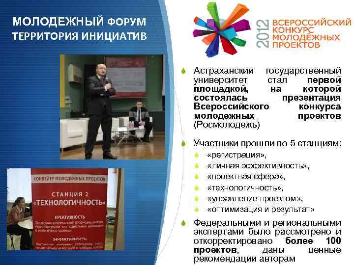 МОЛОДЕЖНЫЙ ФОРУМ ТЕРРИТОРИЯ ИНИЦИАТИВ Астраханский государственный университет стал первой площадкой, на которой состоялась презентация