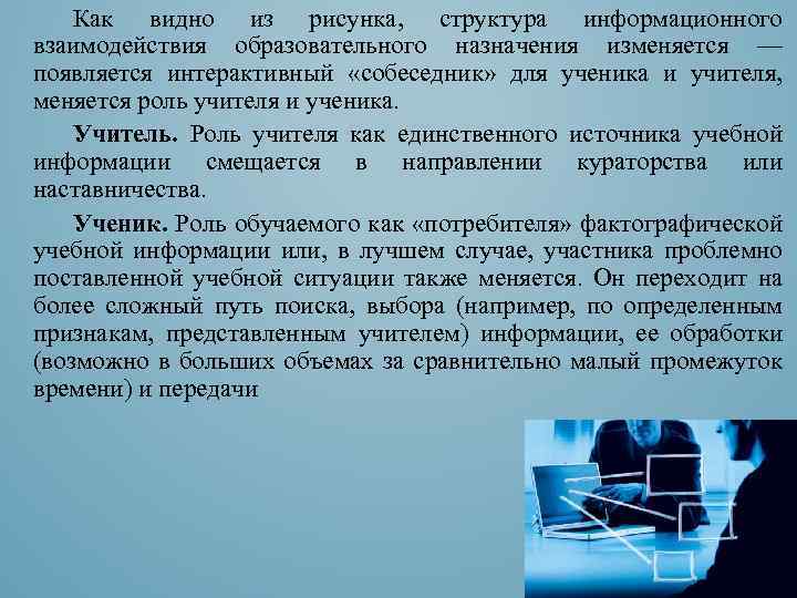 Вид информационного взаимодействия образовательного назначения изображенный на схеме