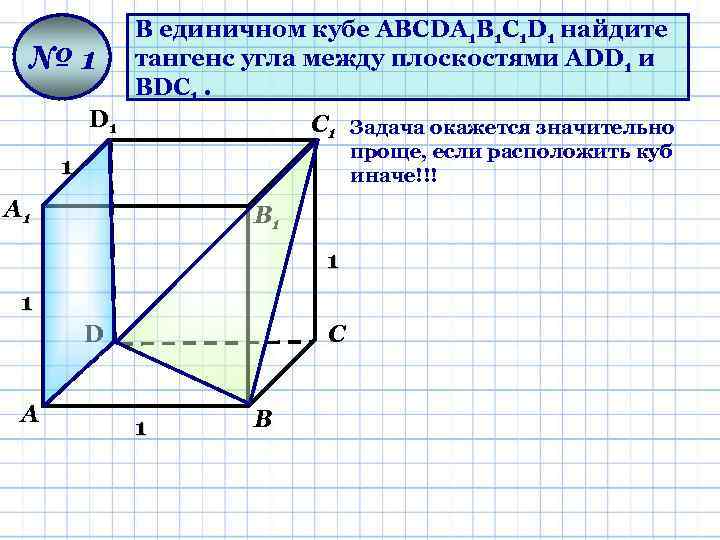 № 1 В единичном кубе АВСDА 1 В 1 С 1 D 1 найдите