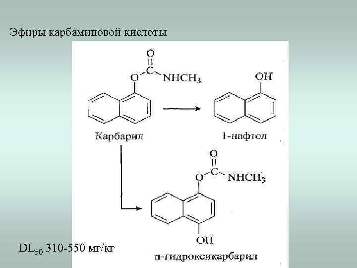 Эфиры карбаминовой кислоты DL 50 310 -550 мг/кг 