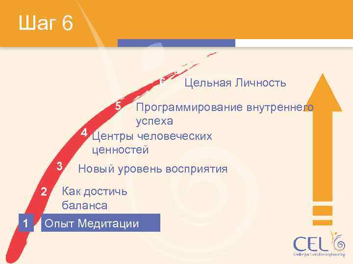 Шаг 6 6 Цельная Личность 5 Программирование внутреннего успеха 4 Центры человеческих ценностей 3