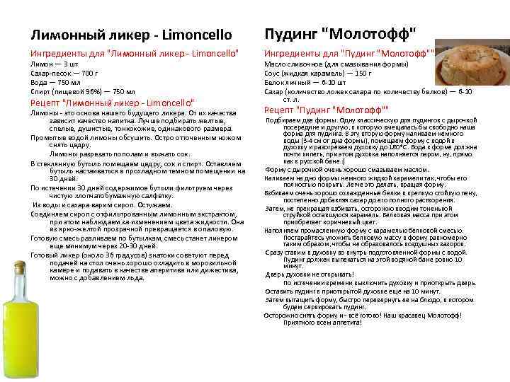 Лимонный ликер - Limoncello Пудинг 