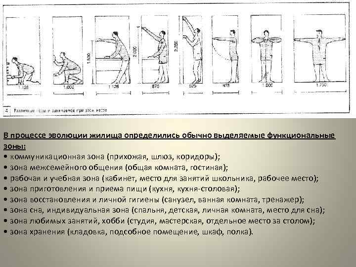 В процессе эволюции жилища определились обычно выделяемые функциональные зоны: • коммуникационная зона (прихожая, шлюз,