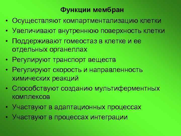 Функции мембраны