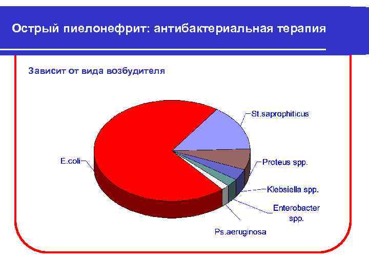 Острый пиелонефрит: антибактериальная терапия Зависит от вида возбудителя 