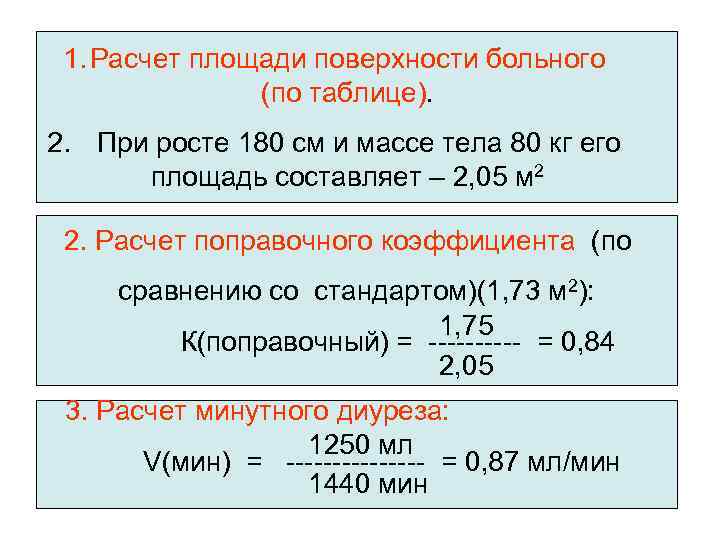 Площадь поверхности массы тела. Расчет диуреза формула. Минутный диурез. Как рассчитать минутный диурез. Суточный диурез формула расчета.