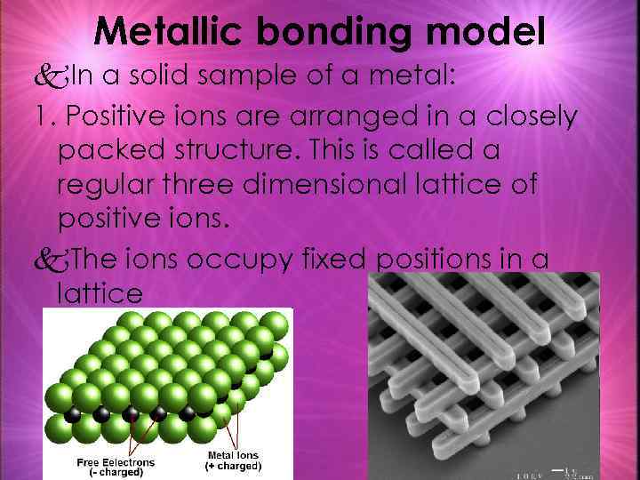 Metallic bonding model k. In a solid sample of a metal: 1. Positive ions