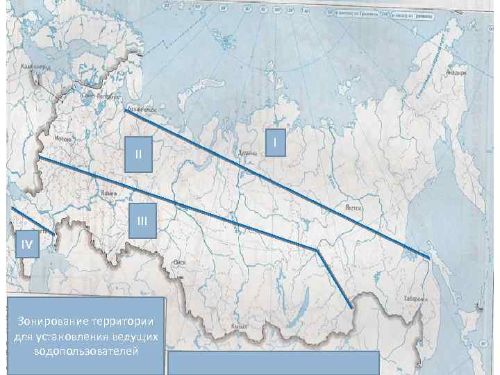 II IV Зонирование территории для установления ведущих водопользователей I 
