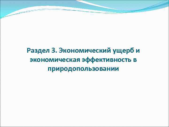 Раздел 3. Экономический ущерб и экономическая эффективность в природопользовании 