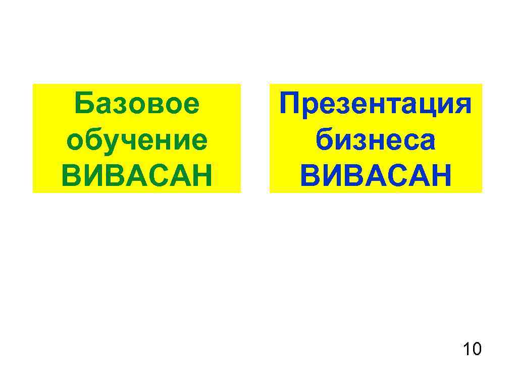 Базовое обучение ВИВАСАН Презентация бизнеса ВИВАСАН 10 