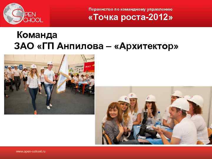 Первенство по командному управлению «Точка роста-2012» Команда ЗАО «ГП Анпилова – «Архитектор» 