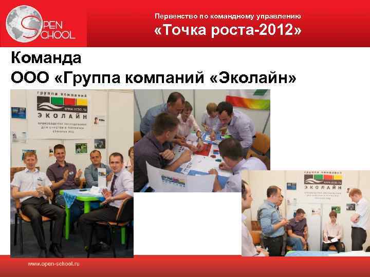 Первенство по командному управлению «Точка роста-2012» Команда ООО «Группа компаний «Эколайн» 