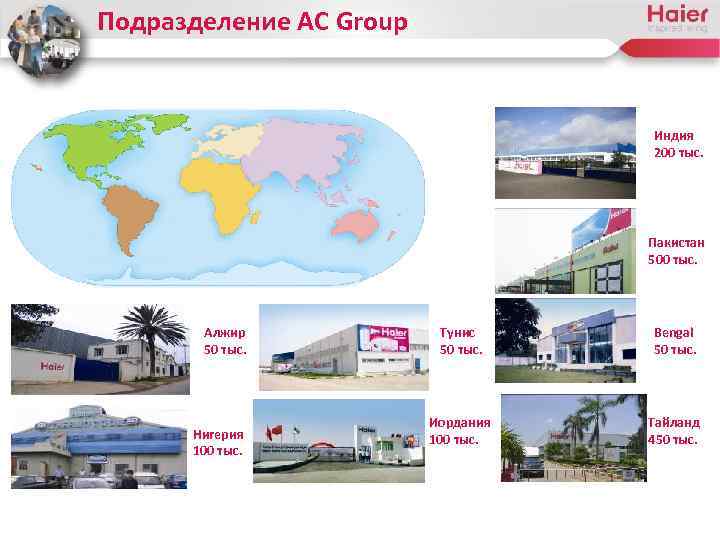 Подразделение AC Group Индия 200 тыс. Пакистан 500 тыс. Алжир 50 тыс. Нигерия 100