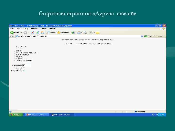 Стартовая страница «Дерева связей» 