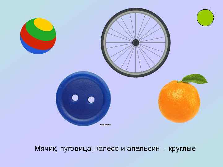 Мячик, пуговица, колесо и апельсин - круглые 