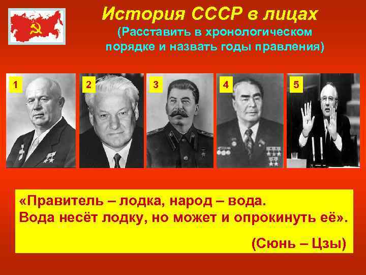 История СССР в лицах (Расставить в хронологическом порядке и назвать годы правления) 1 2