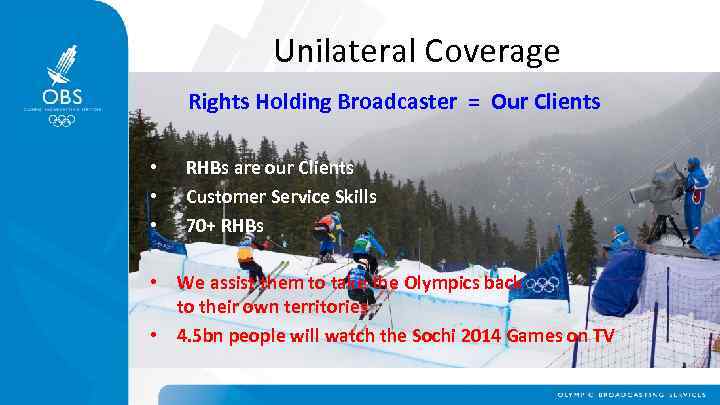 Unilateral Coverage Rights Holding Broadcaster = Our Clients • • • RHBs are our