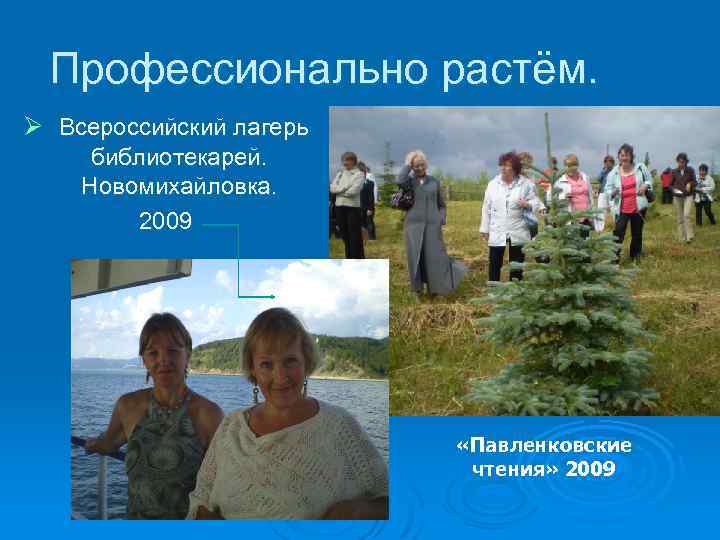 Профессионально растём. Ø Всероссийский лагерь библиотекарей. Новомихайловка. 2009 «Павленковские чтения» 2009 