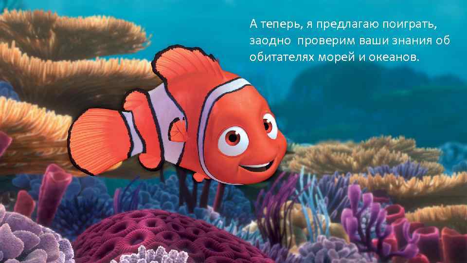 А теперь, я предлагаю поиграть, заодно проверим ваши знания об обитателях морей и океанов.
