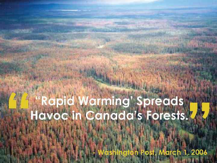 “ ” “Rapid Warming’ Spreads Havoc in Canada’s Forests. - Washington Post, March 1,