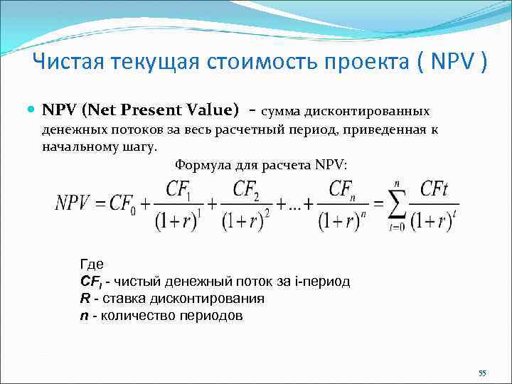 Чистая приведенная стоимость проекта