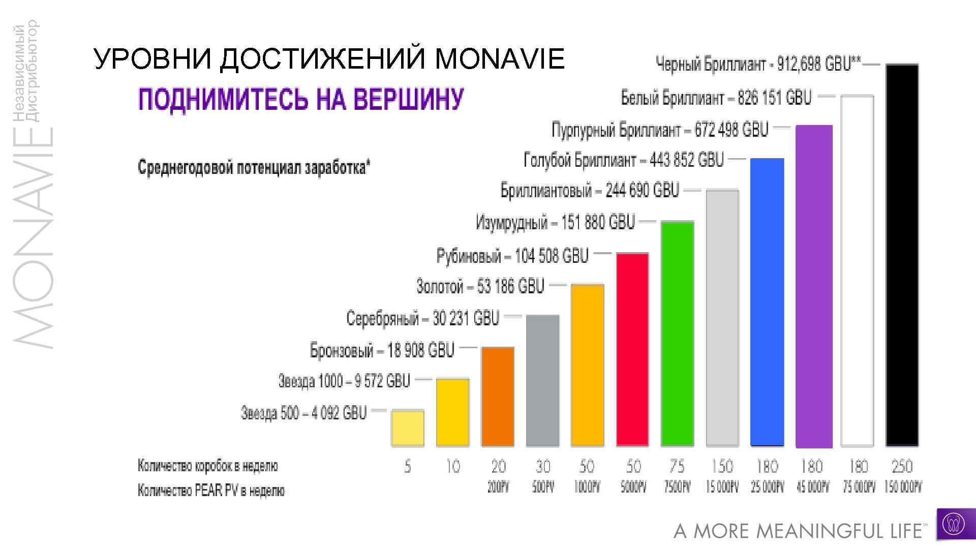 Независимый Дистрибьютор УРОВНИ ДОСТИЖЕНИЙ MONAVIE 