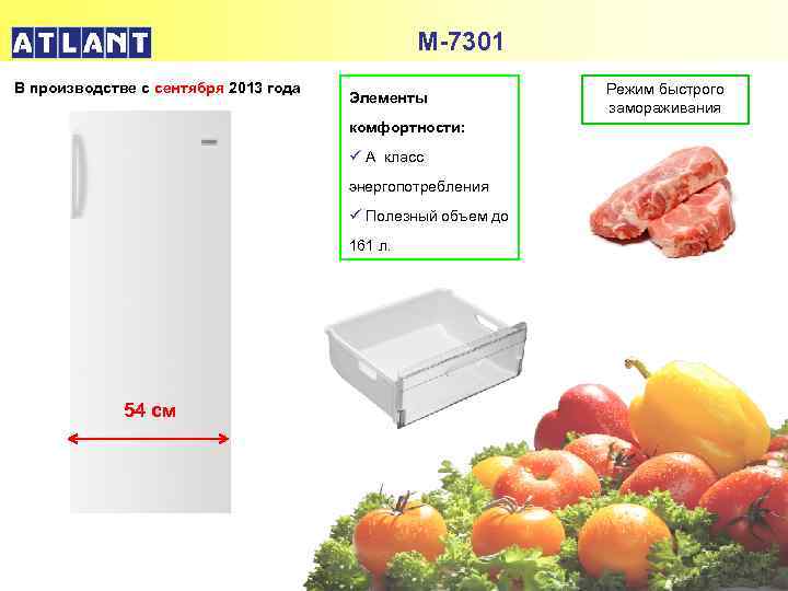 М-7301 В производстве с сентября 2013 года Элементы комфортности: ü А класс энергопотребления ü