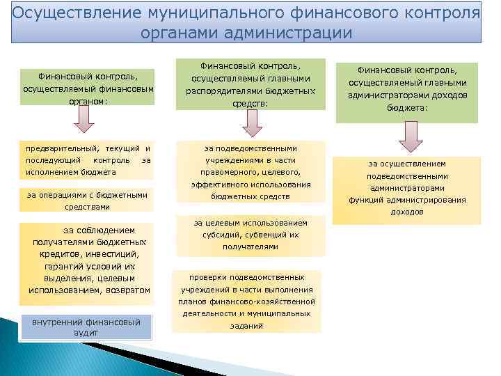 Осуществление муниципального финансового контроля органами администрации Финансовый контроль, осуществляемый финансовым органом: Финансовый контроль, осуществляемый