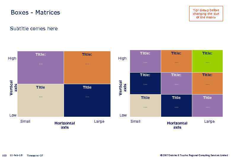 Tip! Group before changing the size of the matrix Boxes - Matrices Subtitle comes